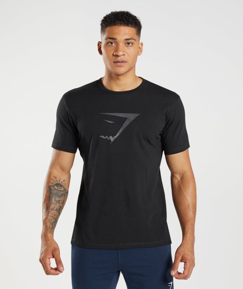 Men\'s Gymshark Sharkhead Infill T-Shirts Black | NZ 2DNAOT